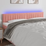 vidaXL Sänggavel LED rosa 160x5x78/88 cm sammet 3121909
