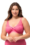 Ulla Popken Femme Grandes Tailles Soutien-Gorge à Armatures, Dentelle Motif cœurs et Rubans Fantaisie - Bonnet C-F Rose Rouge 95C 824204511-95C