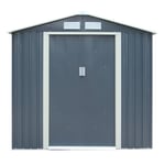 6 x 4 Double Door Metal Apex Shed (Dark Grey)