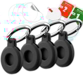 Airtag Porte Clé 4X Etui Airtag Noir Incassable Protection Intégral Protège Airtag Apple Des Chutes Rayures Accessoire Airtag Etui Porte Clef Airtag Chien/Chat/Enfant/Voiture Support Airtag Tracker