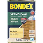 Bondex Vernis Bois 2 en 1 Protège et Embellit Aspect Satiné - 0,25L Couleur: Incolore