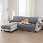 BellaHills Housse Canape d'angle,Housse de Canape 3 Places avec Accoudoirs,100% Protege Canape Impermeable Housse Meridienne Côté Gauche Forme de L 247CM,Gris