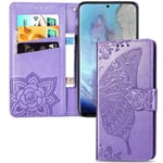 IMEIKONST Samsung J6 2018 Case Elegant Embossed Flower Card Holder Bookstyle wallet PU Leather Durable Magnetic Closure Flip Kickstand Cover for Samsung Galaxy J6 2018 Butterfly Lavender SD