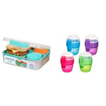 Sistema Bento Box TO GO | Lunch Box with Yoghurt/Fruit Pot | 1.65 L | BPA-Free | Minty Teal | 1 count & Snack Capsule To Go | with 2 Compartments & spork | 515 ml | Assorted Colours