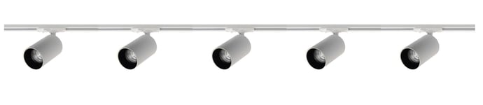 Oz spotskinne 5 spotter 2 meter - Pure white/Svart