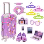 Dockvagnsset för 18 tums American Girl-dockor - Resväska leksaker, Lila Baby New Born Design