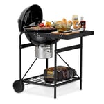 Tower T978572 Kettle Grill with Built-in Side Table, Removable Lid, Storage Holder, Airflow Vent, Black