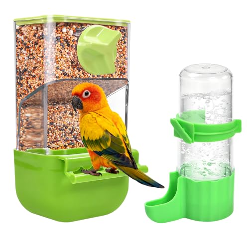 Mangeoire à Oiseaux Avec Perchoir Distributeur De Nourriture Pour Cage Anti- éclaboussures Amovible Facile à Nettoyer Accessoires De Cage