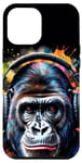iPhone 12 Pro Max Gorilla Headphones Monkey Colorful Animal Art Print Graphic Case