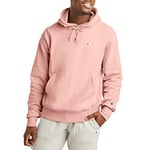 Champion Men's Reverse Weave Pullover, Hooded Sweatshirt, Primer Pink Left Chest C, S