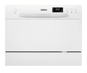 Zanussi ZDM17301WA Freestanding Counter Top Dishwasher, Compact Dishwasher, 55 cm Width, 6 Place Settings, 6 Programmes, Residual Drying, 52dB, White [Energy Class F]