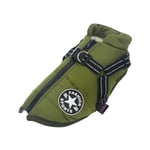 Den nya Varm vattentät jacka med sele för hund Vinter Bekväm bomullskläder Vadderad väst för små medelstora hundar Army Green Army Green S