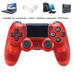 HALASHAO PS4 Controller Camouflage, PS4 Controller for Playstation 4, PS4 Wireless Bluetooth Game Controller Joystick Gmaepad with high precision touchpad,Transparent Red,Ordinary
