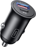 INIU Car Charger,USB-C Car Charger Total 60W [USB-C 30W+USB-A 30W]5A Fast Charge