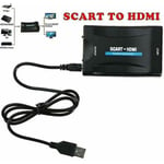 Adaptateur Péritel vers HDMI Convertisseur Audio Vidéo Haut de Gamme 1080P Câble USB pour TV DVD - black