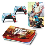 Kit De Autocollants Skin Decal Pour Console De Jeu Ps5 Full Body Gta5 Grand Theft Auto, Version Cd-Rom T2392