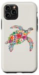 iPhone 11 Pro Colorful Tropical Hibicus Flower Sea Turtle Aesthetic Beach Case