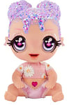 Glitter Babyz Poupée Lila Wildboom - Avec 3 changements de couleur magiques, cheveux violets & 1 tenue florale, contient 1 couche réutilisable, 1 biberon & tétine, pour les enfants, 3 ans +
