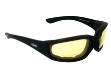 New Shatterproof UV400 Yellow Tinted motorcycle wraparound biker glasses + pouch