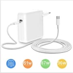 87w Power för Apple Macbook USB Typ C till C Laddare Pd Power +typc C till Typ C-kabel (2m)