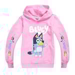 Bingo Bluey Cartoon Print Huvtröjor Barn Pojkar Flickor Casual Hoody Sweatshirt Jumper Huvtröja Toppar Pink 7-8 Years