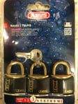 HÄNGLÅS ABUS MÄSSING 3-PACK