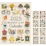 2025 Bucket List Kalender, 2025 12 Månader Väggkalender, 2025 Väggkalender Att Göra-Lista & Anteckningar, 2025 Kalender för Planering eller Organisation (FMY) 2pcs