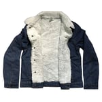 Womens Fur Lined Denim Jacket Long Sleeve Trucker Winter Jackets for Ladies,S-XL