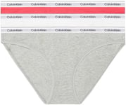 Calvin Klein Women's 3 Pack Bikini (Low-Rise) 000QD5207E Panties, Multicolour (Azalea/White/Grey Heather), XS