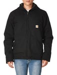 Carhartt Men's Relaxed Fit Washed Duck Sherpa-Lined Jacket Work Utility Outerwear, Black, L