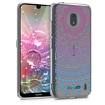 kwmobile Clear Case Compatible with Nokia 2.2 - Phone Case Soft TPU Cover - Indian Sun Blue/Dark Pink/Transparent