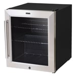 Baridi 50L Tabletop Drinks Fridge, Mini Beer Cooler, Glass Door, Stainless Steel