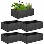 Rektangulär odlingspåse med handtag 5-pack fyrkantig upphöjd planteringsbehållare fyrkantig luftning Tyg odlingspåsar för blommor a
