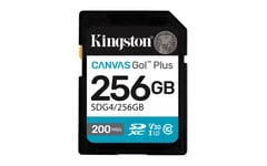Kingston Technology Canvas Go! Plus, 256 Gb, Sdxc, Klass 10, Uhs-I, 200 Mb/S, 160 Mb/S
