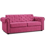 Canapé 2-3 places CHESTERFIELD Magnum Convertible Express 120 cm sommier lattes matelas 18 cm tissu tweed rose