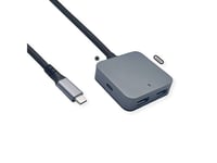 Value 12.99.1126, Usb 3.2 Gen 2 (3.1 Gen 2) Type-C, Usb 3.2 Gen 2 (3.1 Gen 2) Type-A, Usb 3.2 Gen 2 (3.1 Gen 2) Type-C, 10000 Mbit/S, Svart, Gjuten Aluminium, Rund Kabel