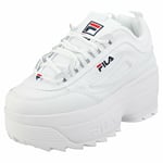 Fila Disruptor 2 Wedge Womens White Leather & Synthetic Platform Trainers