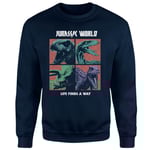 Jurassic Park World Four Colour Faces Sweatshirt - Navy - XL