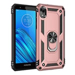 Hülle® Firmness Smartphone Case with Ring for Motorola Moto E6(Rose Gold)