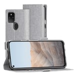 DDJ Case for Google Pixel 5a Wallet Style Pu Leather Full Protection Flip Phone Case Cover Shockproof Compatible with Google Pixel 5a (Gray)