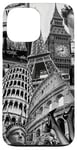 Collage rétro Paris New York Londres Rome World Travel Coque pour iPhone 13 Pro Max