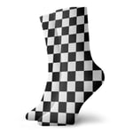 Kevin-Shop Men's And Women Socks- Checkerboard Black And White Colorful Funny Novelty Crew Socks