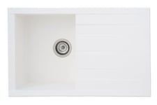 Respekta Houston Évier en minéralite blanc/Évier encastrable à un bac de 80 x 50 cm/Évier adapté aux meubles sous-évier à partir de 50 cm de large
