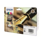 Cartouche d'Encre - Imprimante EPSON Multipack 16 XL - Stylo plume - Noir, Cyan, Jaune, Magenta (C13T16364022)