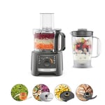 Kenwood MultiPro Compact FDP31.170GY, Food Processor with Blending Blade, Kneading Function, and Slicing Disc, 1.2L Blender, 2 Speeds + Pulse, 2.1L Bowl, 800W, Grey