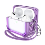 Dexnor Case for Airpods pro, 360° Full-Body Rugged Clear Protective Non-slip Cover with Keychain Strap for Apple Airpod pro - Purple