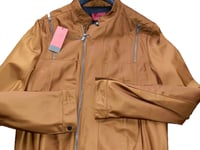 New Hugo BOSS mens fitted brown copper gold bomber biker jacket coat XL £345