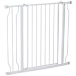 PawHut Dog Gate Wide Stair Gate with Door Pressure Fit, 75-95W cm, White