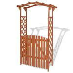 Tidyard Garden Arch with Gate Solid Wood Climbing Plants Pergola Arbour Plant Bed Garden Outdoor 120 x 60 x 205 cm (W x D x H)