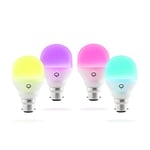 LIFX Mini 4-Pack [B22 Bayonet Cap] Wi-Fi Smart LED Light Bulb, Adjustable, Multicolour, Dimmable, No hub required, Compatible with Alexa, Apple HomeKit and The Google Assistant
